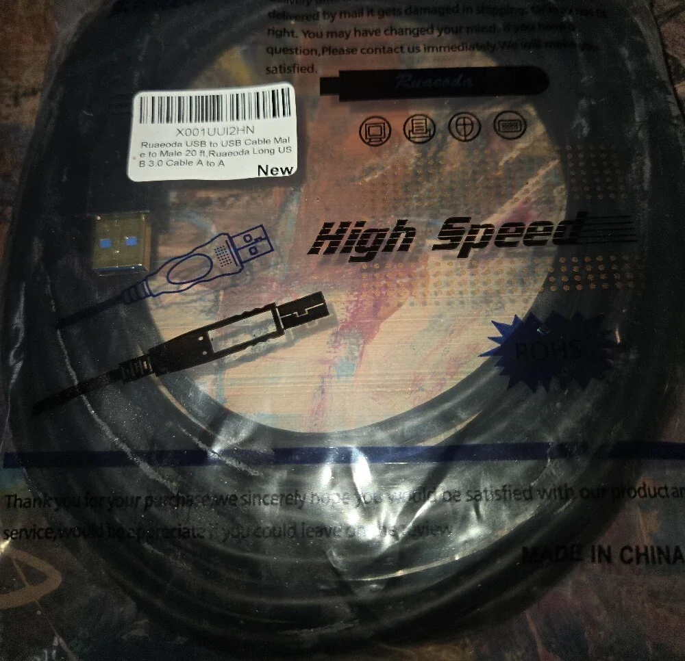 High Speed USB 3.0 A to A Cable - Black